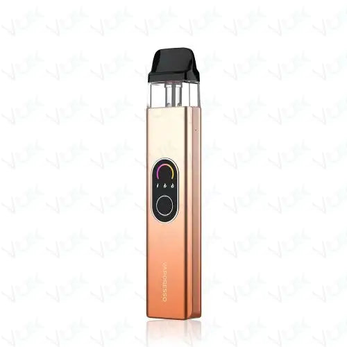 Vaporesso XROS 4 Pod Kit in Champagne Gold – sleek and compact vape device with precise airflow control, fast charging.