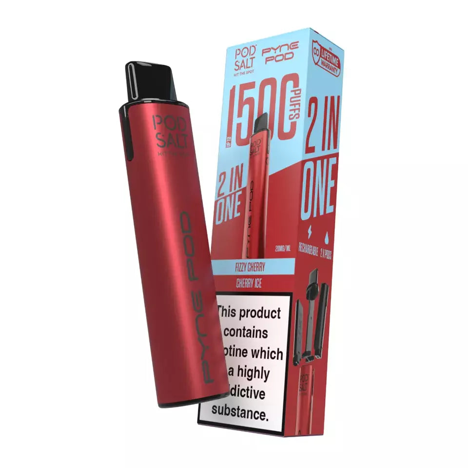 Pyne Pod 2 in 1 Disposable Vape Kit in Cherry Edition – dual-flavor disposable vape with up to 9,000 puffs for versatile, fruity vaping.