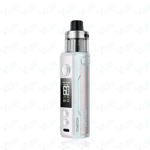 Voopoo Drag S2 60W Pod Kit in Colorful Silver – powerful and vibrant vape device with up to 60W output, dynamic silver gradient finish, and advanced airflow and performance control.