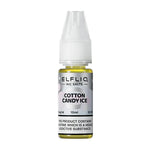 Load image into Gallery viewer, A bottle of Elf Bar ElfLiq Cotton Candy Ice Nic Salt Vape Juice, 10ml, with a label showing the flavor and nicotine strength.
