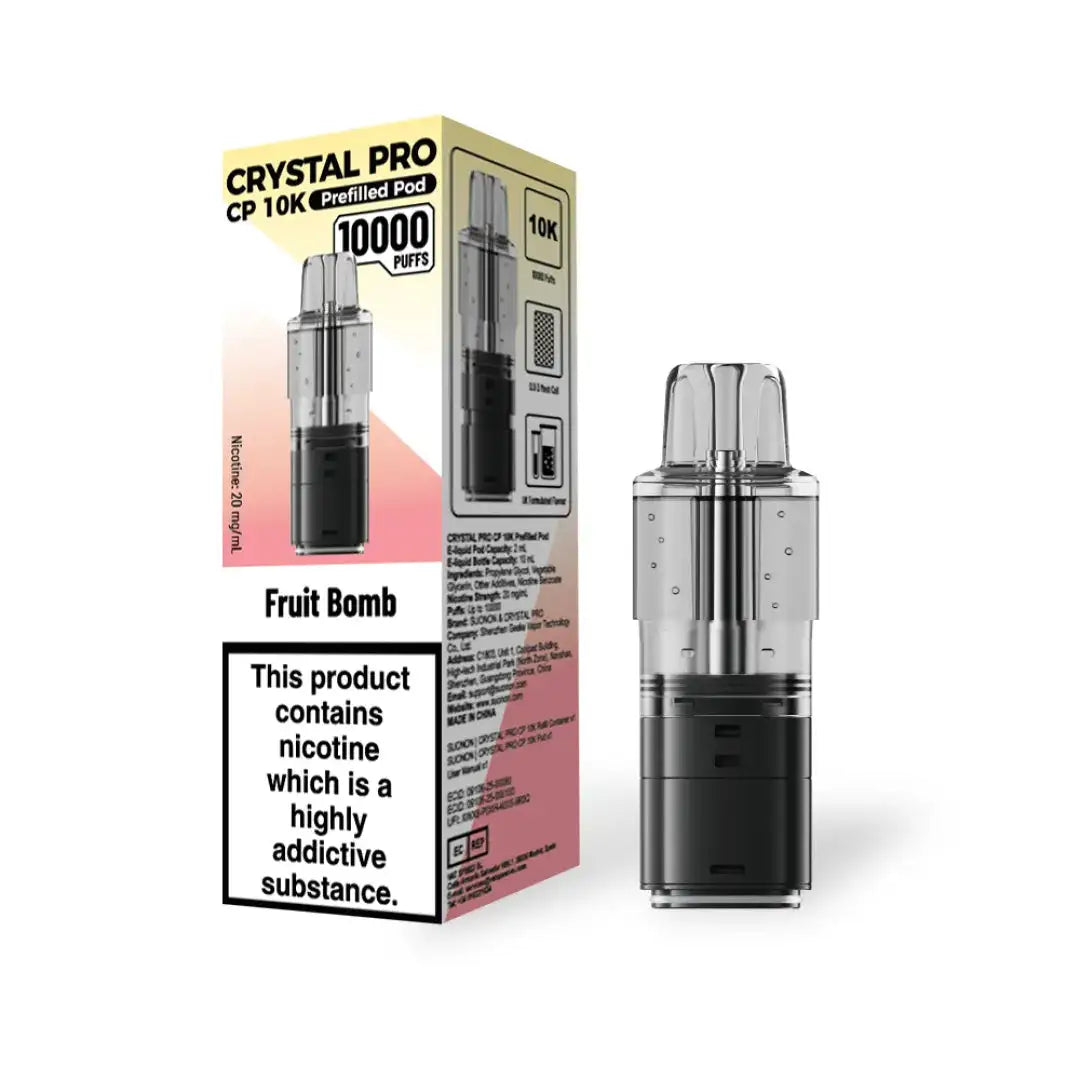 Crystal Pro CP 10K Prefilled Pods in Fruit Bomb flavor – stylish vape device with up to 10,000 puffs.