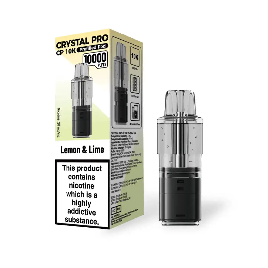 Crystal Pro CP 10K Prefilled Pods in Lemon Lime flavor – stylish vape device with up to 10,000 puffs.
