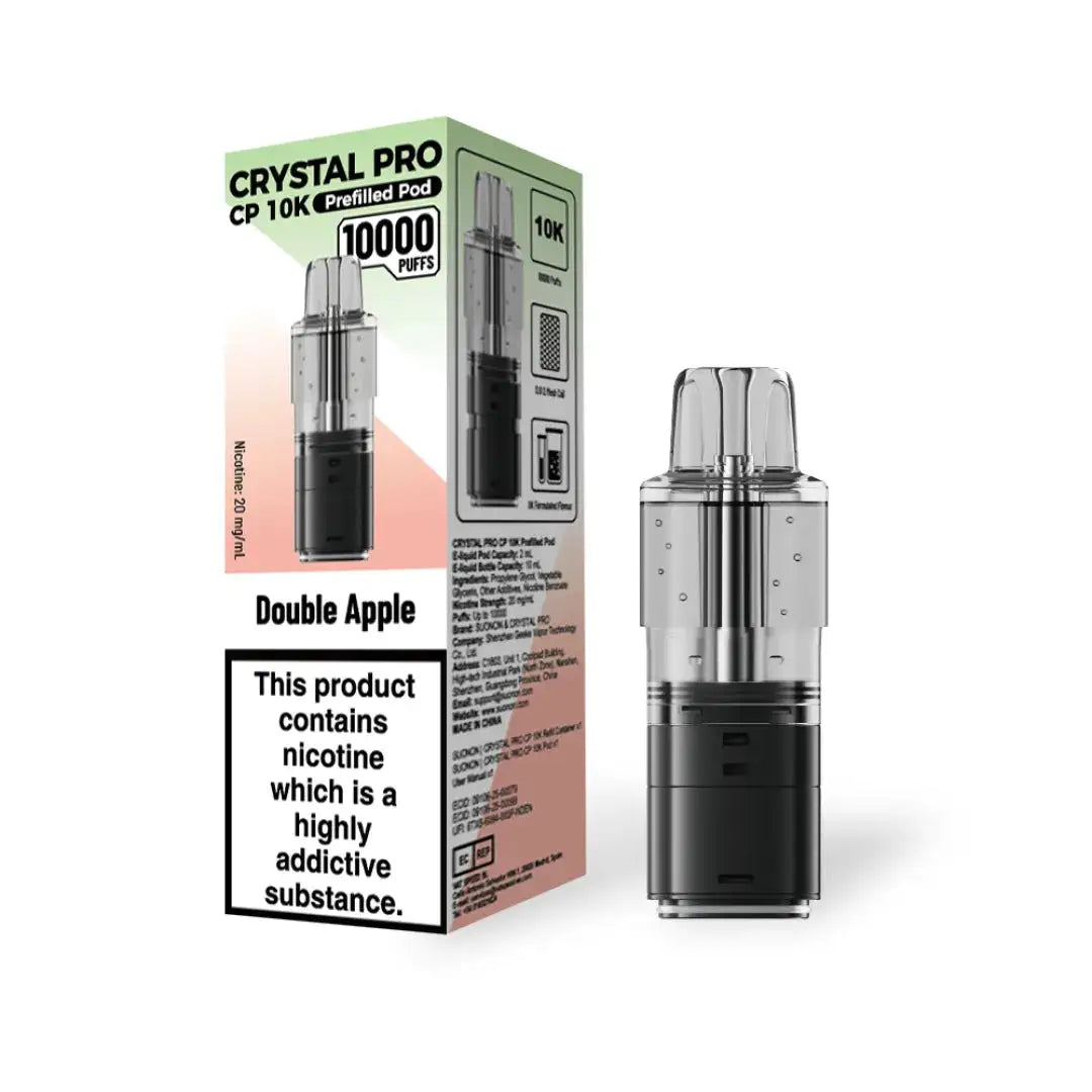 Crystal Pro CP 10K Prefilled Pods in Double Apple flavor – stylish vape device with up to 10,000 puffs.