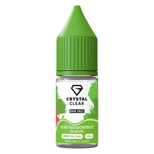Crystal Clear Nic Salt Vape Juice 10ml Kiwi Passionfruit Guava – smooth, high-quality nicotine salt e-liquid for a clean and satisfying vape