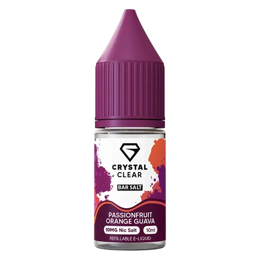 Crystal Clear Nic Salt Vape Juice 10ml Passionfruit Orange Guava – smooth, high-quality nicotine salt e-liquid for a clean and satisfying vape