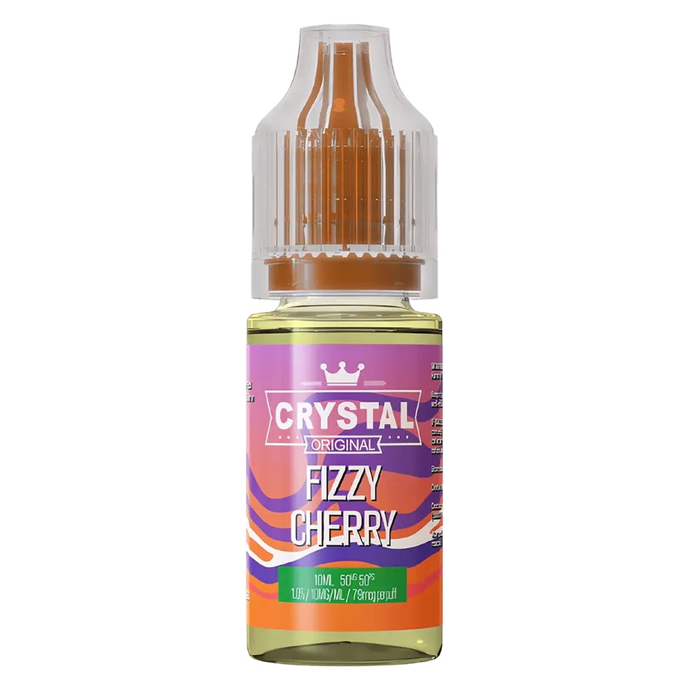 SKE Crystal Nic Salt 10ml E-Liquid in fizzy cherry flavor, available in 10mg or 20mg strength with a 50/50 VG/PG ratio.
