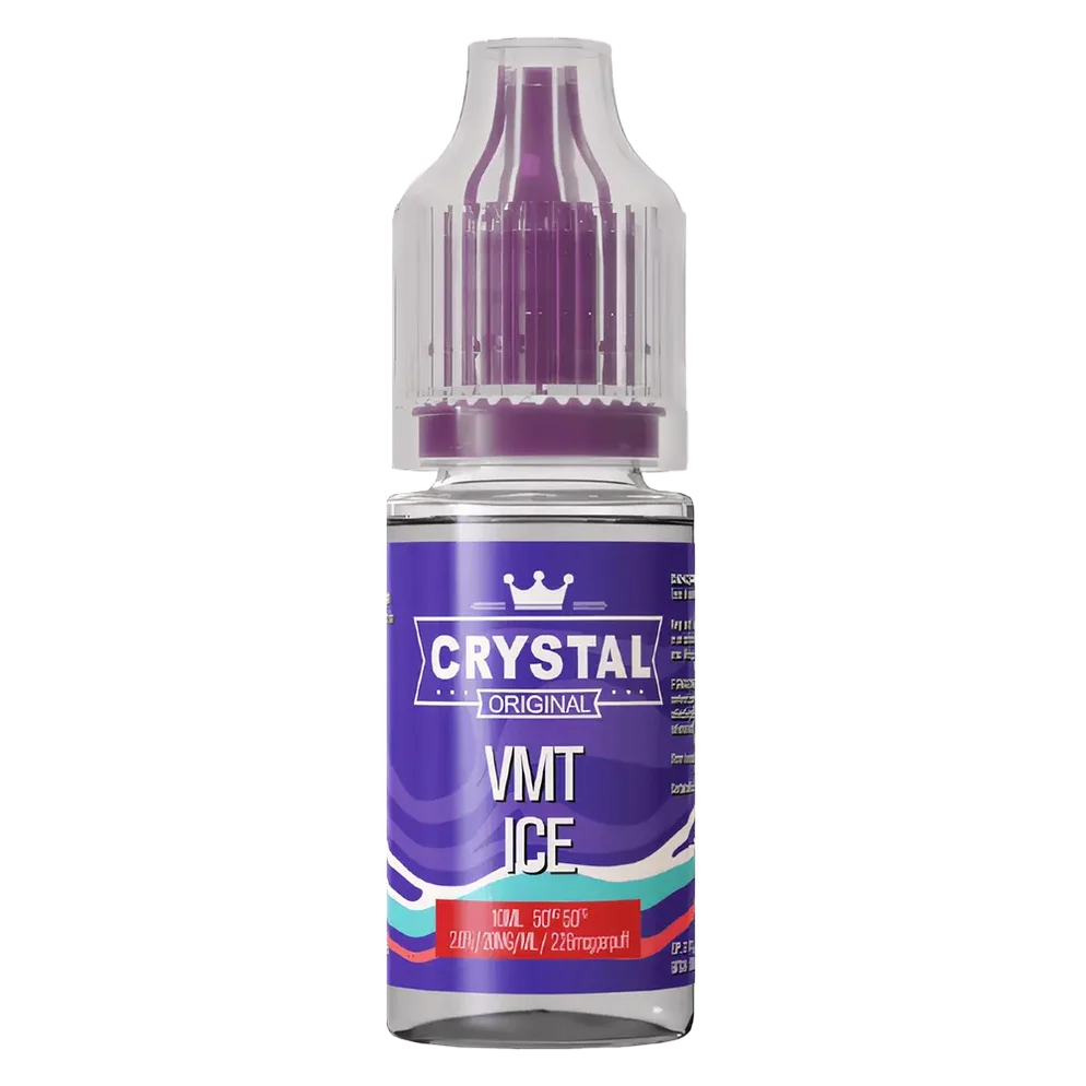 SKE Crystal Nic Salt 10ml E-Liquid in vmt ice flavor, available in 10mg or 20mg strength with a 50/50 VG/PG ratio.