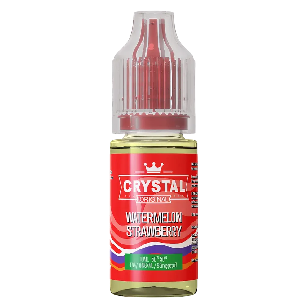 SKE Crystal Nic Salt 10ml E-Liquid in watermelon strawberry flavor, available in 10mg or 20mg strength with a 50/50 VG/PG ratio.