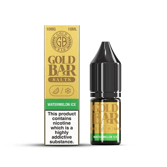 Gold Bar Watermelon Ice Nic Salts E-Liquid 10ml Bottle – Premium Nicotine Salt for MTL Pod Vape Kits