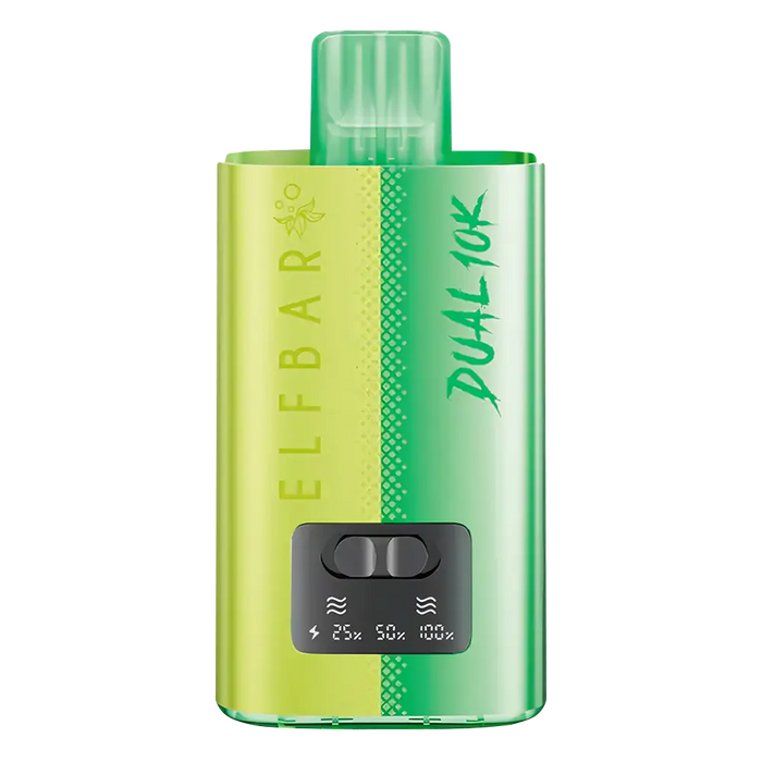Elf Bar Dual 10K Prefilled Vape Kit in Green Edition – dual-flavor vape device with up to 10,000 puffs and a tropical blend of bold, fruity flavors.