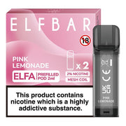 Elf Bar Elfa prefilled pod in Pink Lemonade flavor, offering a sweet and tangy mix of fruity pink lemonade, designed for use with the Elf Bar Elfa device for a smooth and refreshing vaping experience