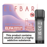 Load image into Gallery viewer, Elf Bar Elfa prefilled pod in Juicy Peach flavor, offering a sweet and succulent peach taste, designed for use with the Elf Bar Elfa device for a smooth and refreshing vaping experience.
