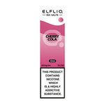 Load image into Gallery viewer, A bottle of Elf Bar ElfLiq Cherry Cola Nic Salt Vape Juice, 10ml with a pink label.
