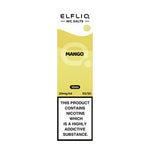 Load image into Gallery viewer, A bottle of Elf Bar ElfLiq Mango Nic Salt Vape Juice with a yellow label, indicating 10ml volume and 20mg nicotine strength. The label also mentions &#39;Nicotine is highly addictive&#39;.

