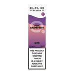 Load image into Gallery viewer, A bottle of Elf Bar ElfLiq Nic Salt E-Liquid with Pink Grapefruit flavor. The label shows the brand name, flavor, and nicotine strength options.
