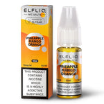 Load image into Gallery viewer, Packaging for ELFBAR ElfLiq Nic Salts featuring Pineapple Mango Orange flavor. The package includes a box and a 10ml bottle of the e-liquid.
