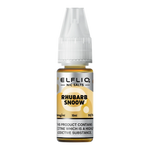 Load image into Gallery viewer, Pack of ten 10ml bottles of Elf Bar Nic Salt E-Liquid in Rhubarb Snoow flavor, smooth nic salt formulation for a satisfying throat hit, ideal for refillable pod kits, available in 10mg and 20mg strengths.
