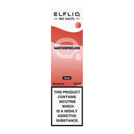 Load image into Gallery viewer, A bottle of Elf Bar ElfLiq Watermelon Nic Salt Vape Juice in a red and white label, indicating 10ml volume and nicotine content.
