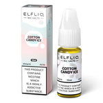 Load image into Gallery viewer, A bottle of Elf Bar ElfLiq Cotton Candy Ice Nic Salt Vape Juice, 10ml, with a label showing the flavor and nicotine strength.

