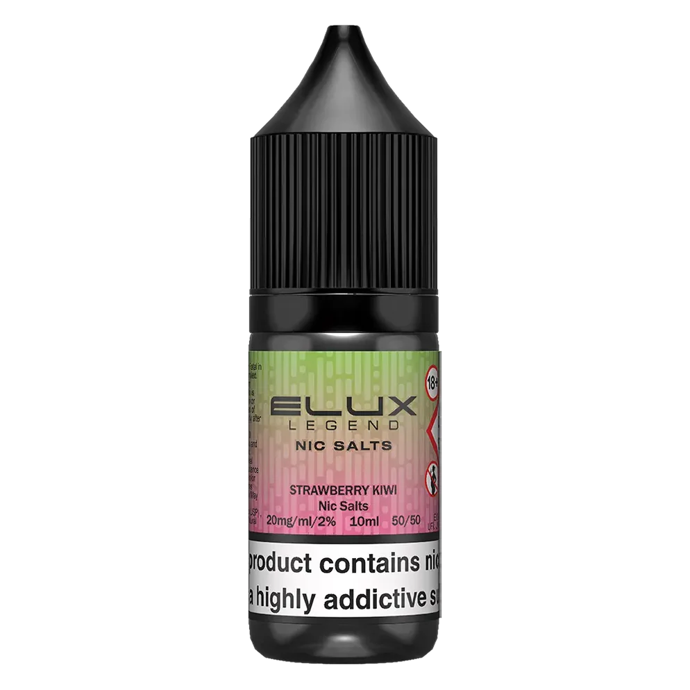 Elux Legend Nic Salt 10ml E-Liquid in strawberry kiwi Flavor, a smooth 50/50 VG/PG nicotine salt e-liquid available in 10mg and 20mg strengths.