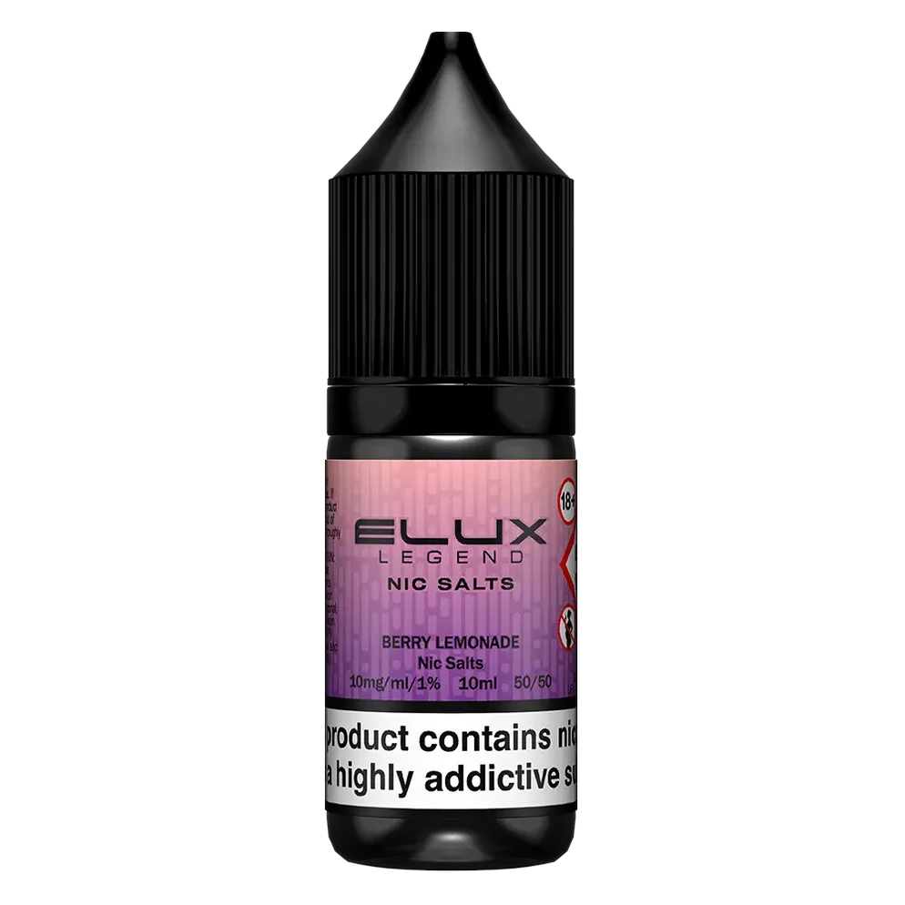 Elux Legend Nic Salt 10ml E-Liquid in BERRY LEMONADE Flavor, a smooth 50/50 VG/PG nicotine salt e-liquid available in 10mg and 20mg strengths.
