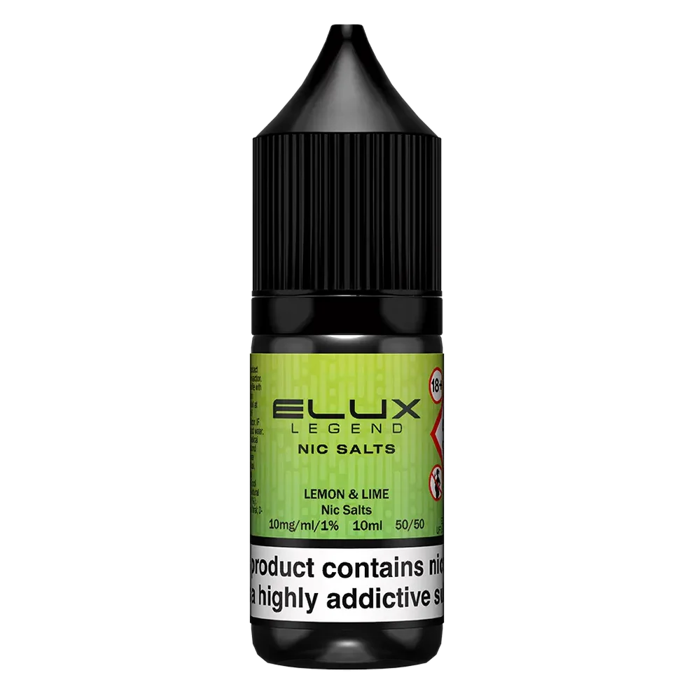 Elux Legend Nic Salt 10ml E-Liquid in LEMON LIME Flavor, a smooth 50/50 VG/PG nicotine salt e-liquid available in 10mg and 20mg strengths.