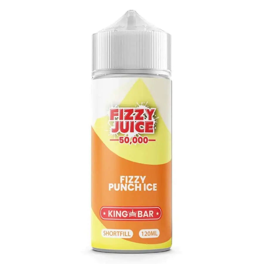 100ml shortfill bottle of Fizzy Juice 50000 E-Liquid in Fizzy Punch Ice flavor, nicotine-free with space for nic shots, ideal for sub-ohm devices and cloud chasing.