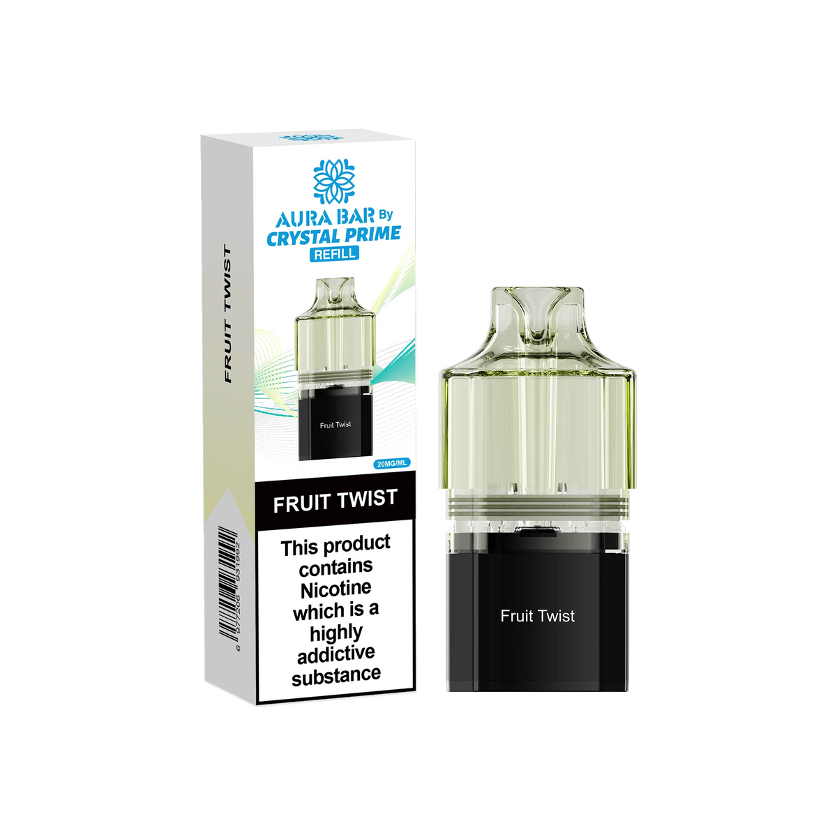 Fruit Twist Aura Bar Crystal Prime 10K Replacement Pods – long-lasting prefilled vape pods with rich flavours and smooth performance