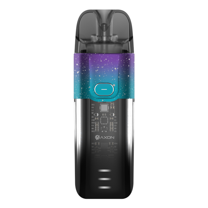 Vaporesso LUXE XR Pod Kit in Galaxy Purple – futuristic and powerful pod system with a transparent chassis design, adjustable airflow, and COREX heating tech for rich flavor and vapor production.