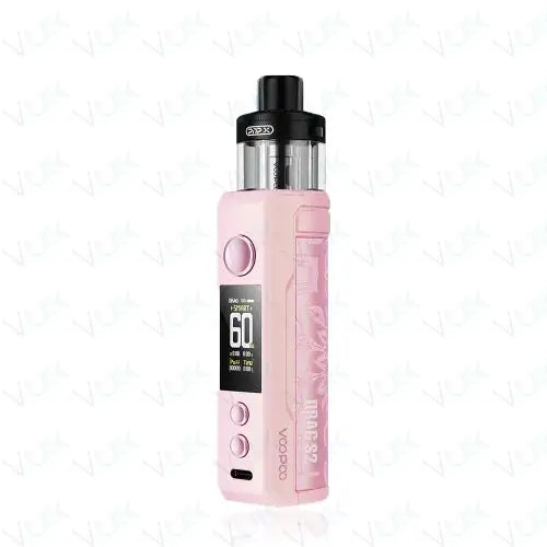 Voopoo Drag S2 60W Pod Kit in Glow Pink – powerful and vibrant vape device with up to 60W output, dynamic silver gradient finish, and advanced airflow and performance control.