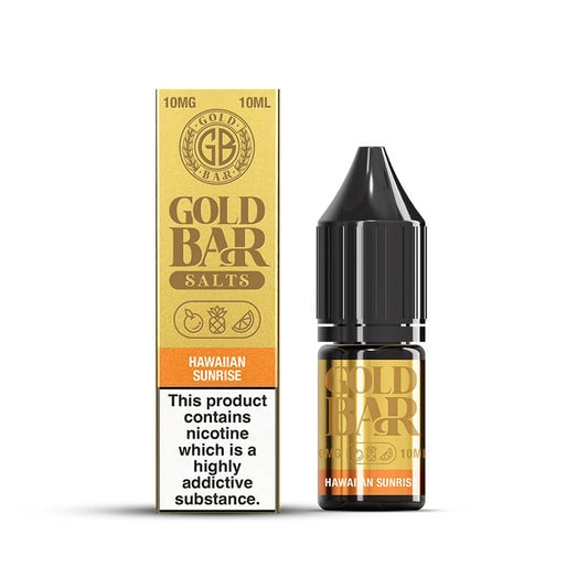 Gold Bar Hawaiian Sunrise Nic Salts E-Liquid 10ml Bottle – Premium Nicotine Salt for MTL Pod Vape Kits