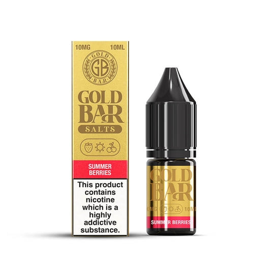Gold Bar Summer Berries Nic Salts E-Liquid 10ml Bottle – Premium Nicotine Salt for MTL Pod Vape Kits