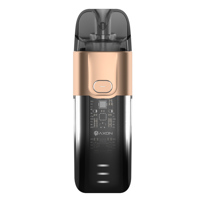 Vaporesso LUXE XR Pod Kit in Gold – futuristic and powerful pod system with a transparent chassis design, adjustable airflow, and COREX heating tech for rich flavor and vapor production.