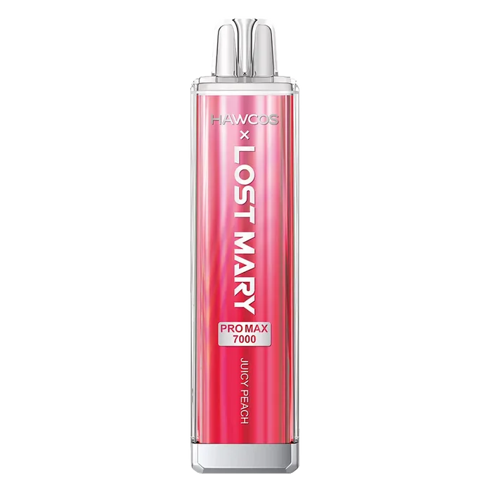 HAWCOS x Lost Mary Pro Max 7000 Juicy Peach prefilled pod kit with high-capacity rechargeable device