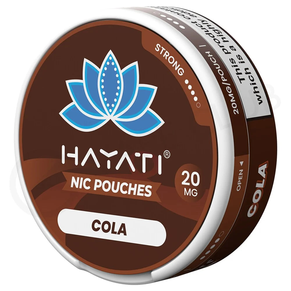 Nicotine Pouches by Hayati in Cola – tobacco-free nicotine pouches for discreet and convenient use.