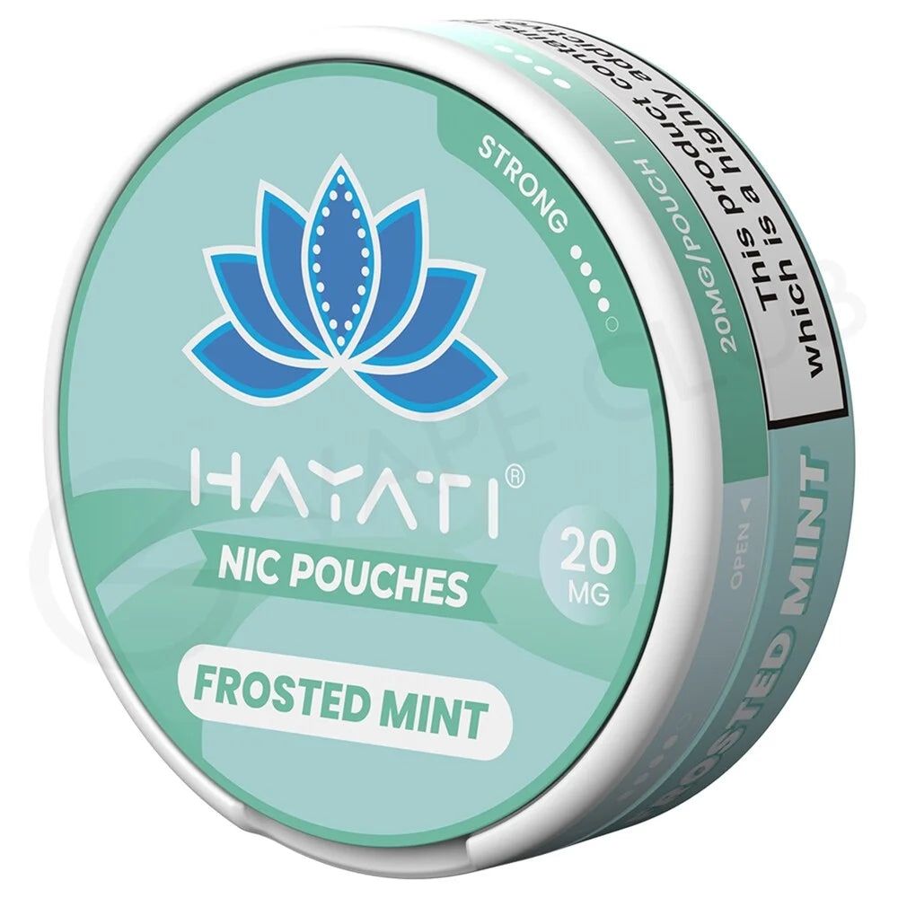 Nicotine Pouches by Hayati in Frosted Mint – tobacco-free nicotine pouches for discreet and convenient use.