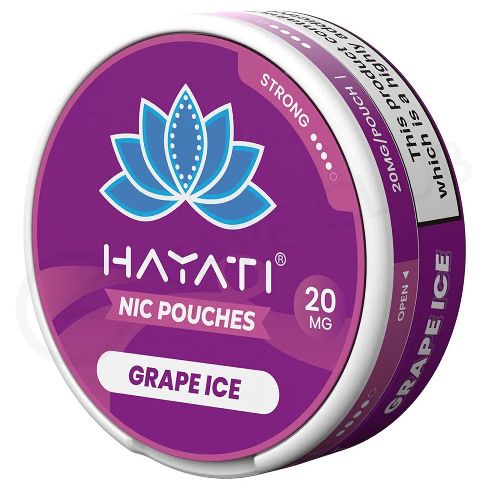 Nicotine Pouches by Hayati in Grape Ice – tobacco-free nicotine pouches for discreet and convenient use.