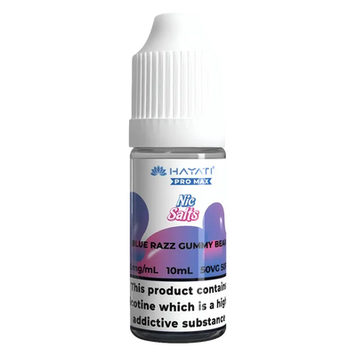 Hayati Pro Max Blue Razz Gummy Bear Nic Salt vape juice, delivering smooth nicotine satisfaction and a refreshing vape experience.