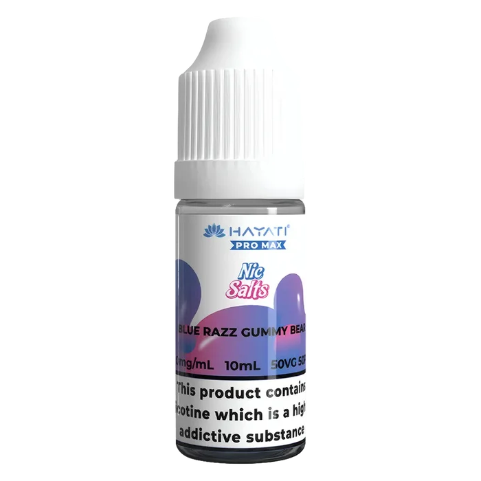 Hayati Pro Max Blue Razz Gummy Bear Nic Salt vape juice, delivering smooth nicotine satisfaction and a refreshing vape experience.