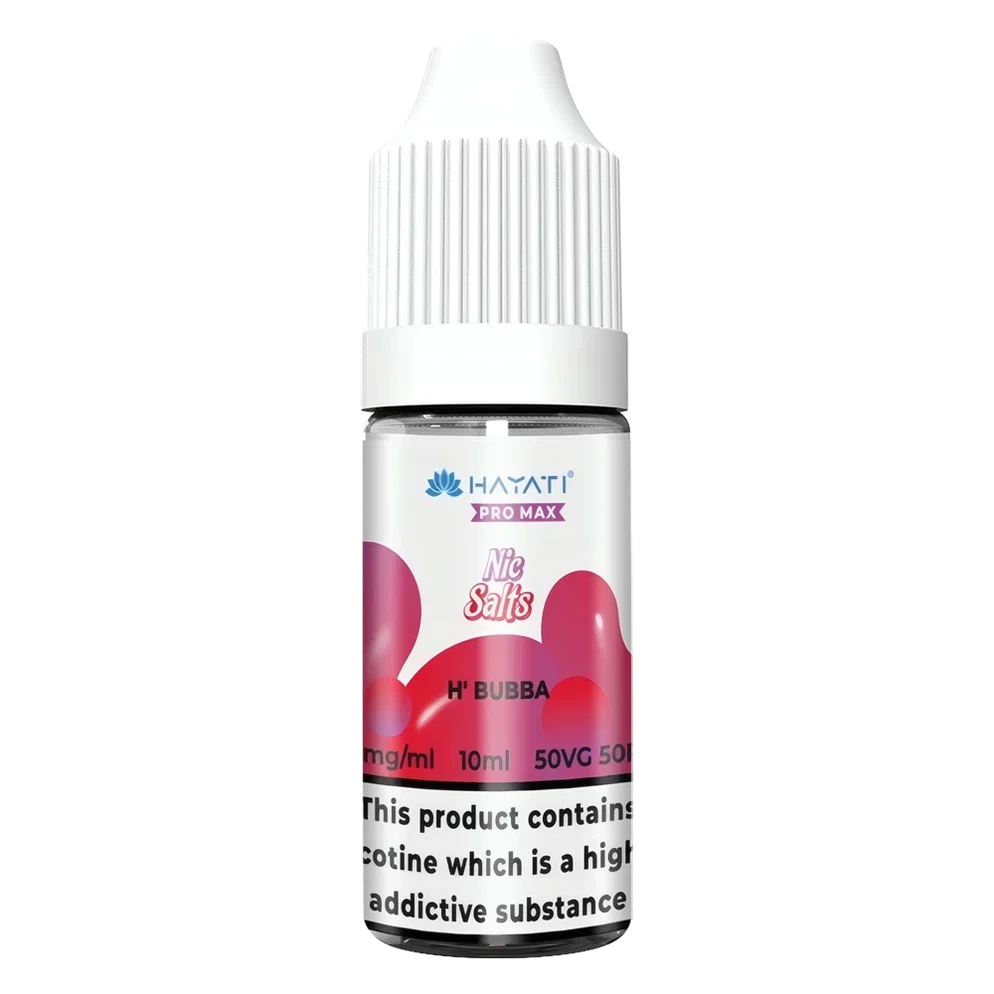Hayati Pro Max Nic Salt Vape E-Liquid 10ml in h bubba Flavor, offering a smooth and satisfying vaping experience with convenient 10ml bottle packaging.