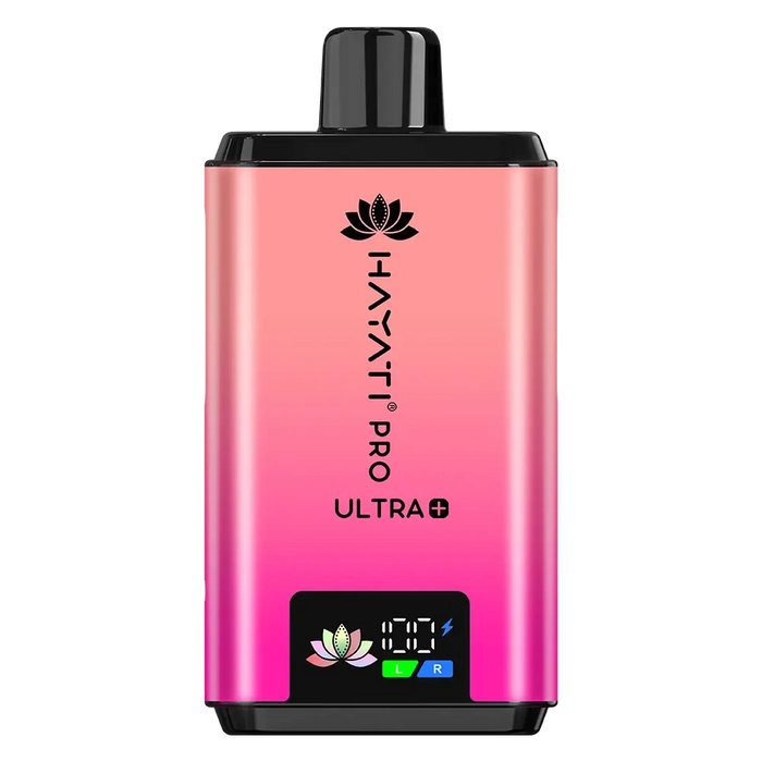 Hayati Pro Ultra Plus 25000 Prefilled Pod Kit in Straw Cranberry Cherry Cherry lce flavor – high-capacity vape device with up to 25,000 puffs.