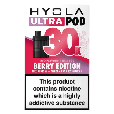 HYOLA Ultra 30K Prefilled Pods – premium high-capacity prefilled pod vape in berry edition flavour-focused design.