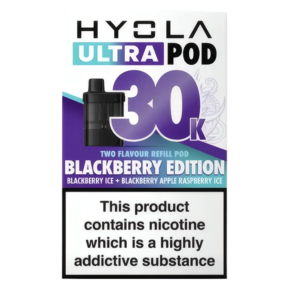 HYOLA Ultra 30K Prefilled Pods – premium high-capacity prefilled pod vape in blackberry edition flavour-focused design.