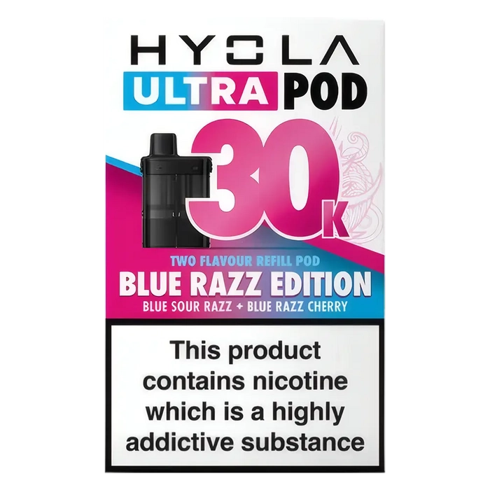 HYOLA Ultra 30K Prefilled Pods – premium high-capacity prefilled pod vape in blue razz edition flavour-focused design.