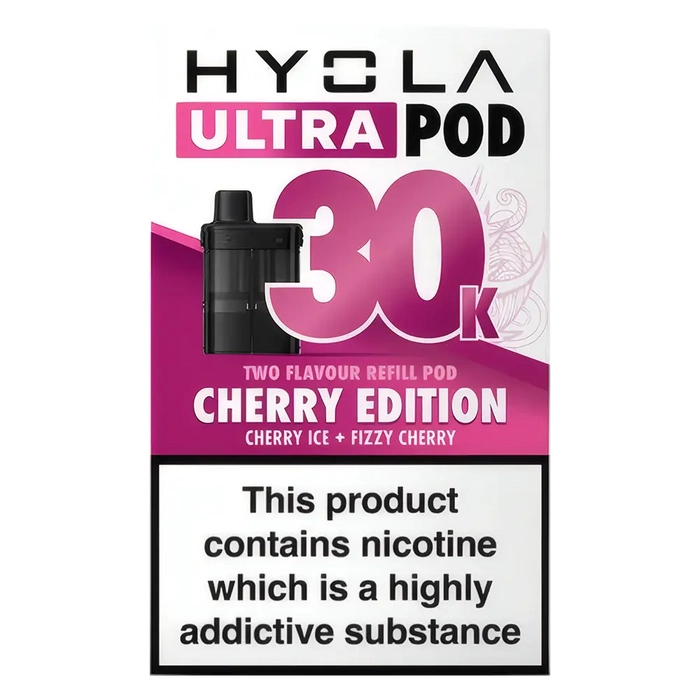 HYOLA Ultra 30K Prefilled Pods – premium high-capacity prefilled pod vape in cherry edition flavour-focused design.