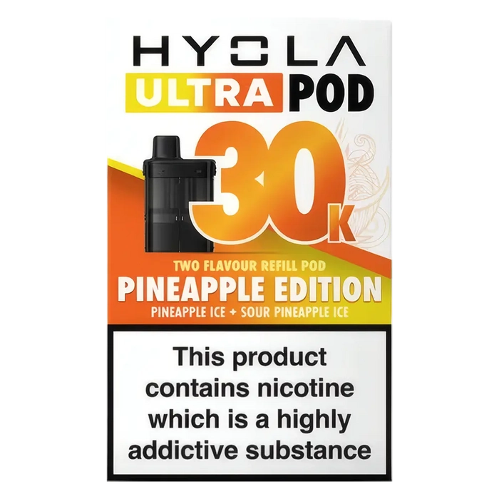 HYOLA Ultra 30K Prefilled Pods – premium high-capacity prefilled pod vape in pineapple edition flavour-focused design.
