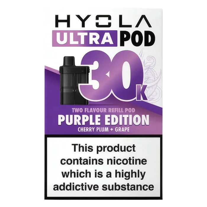 HYOLA Ultra 30K Prefilled Pods – premium high-capacity prefilled pod vape in purple edition flavour-focused design.