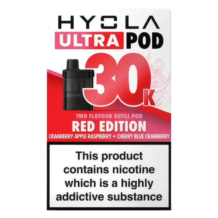 HYOLA Ultra 30K Prefilled Pods – premium high-capacity prefilled pod vape in red edition flavour-focused design.
