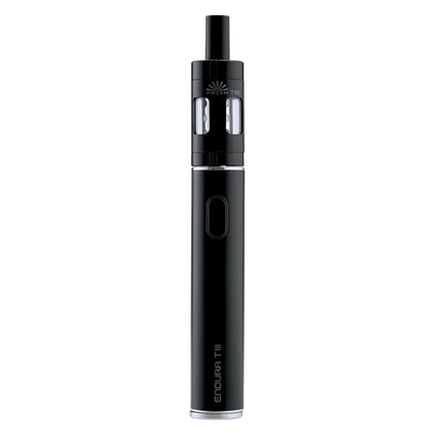 Innokin Endura T18E Vape Pen Starter Kit in Black – a reliable and beginner-friendly device with a sleek design, optimized for mouth-to-lung vaping with consistent flavor, long battery life, and easy top-fill system.