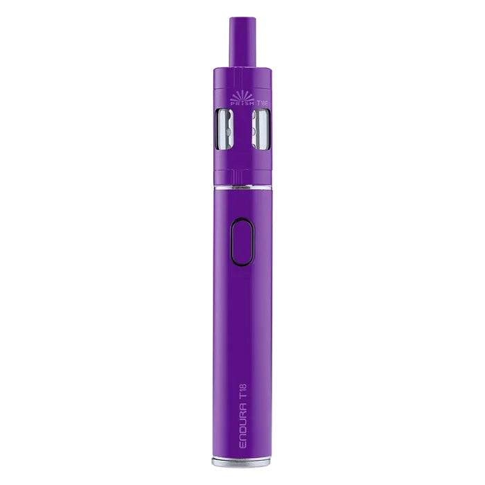 Innokin Endura T18E Vape Pen Starter Kit in Purple – a reliable and beginner-friendly device with a sleek design, optimized for mouth-to-lung vaping with consistent flavor, long battery life, and easy top-fill system.